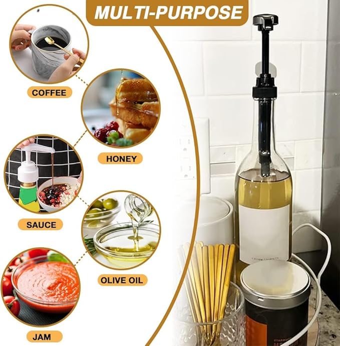 24 pcs Syrup Pumps with Cap to Avoid Dripping, Leak Proof Coffee Syrup Dispenser, Fits 25.4 Oz/750ml Coffee Flavoring Syrup Bottles, Great for Home & Coffee Bar Drinking Mixes, Cocktails, Beverage
