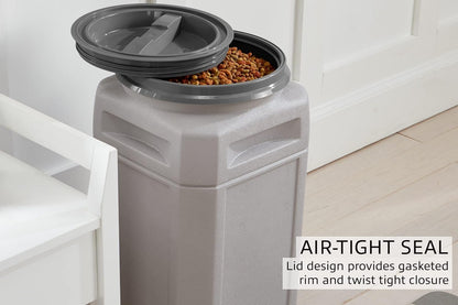 Mighty Tuff 13 Gallon, 54 Lbs Capacity, BPA-Free Pet Food Storage Container with Rolling Dolly on Wheels and Perfect Portion Scoop, Mobile Solution for Air-Tight Pet Food Storage