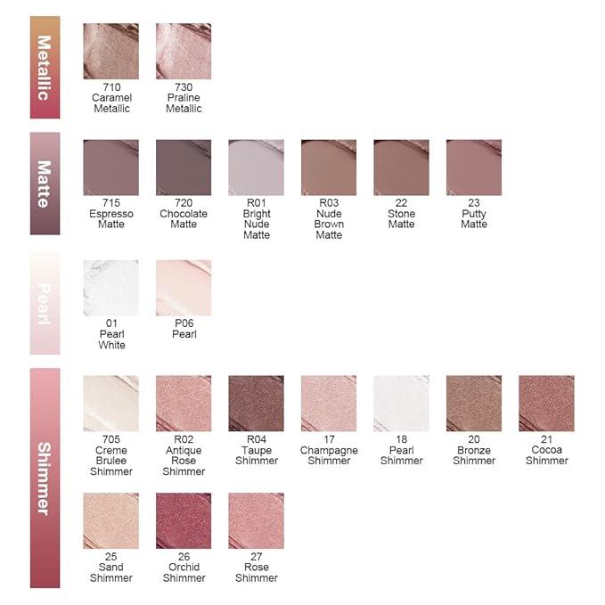 Single Cream Eye Shadow,Cocoa Shimmer Glitter Natural Nude Monochrome Eyeshadow Palette,Waterproof,Long Lasting Naturing-Looking,Vegan & Cruelty-Free,21