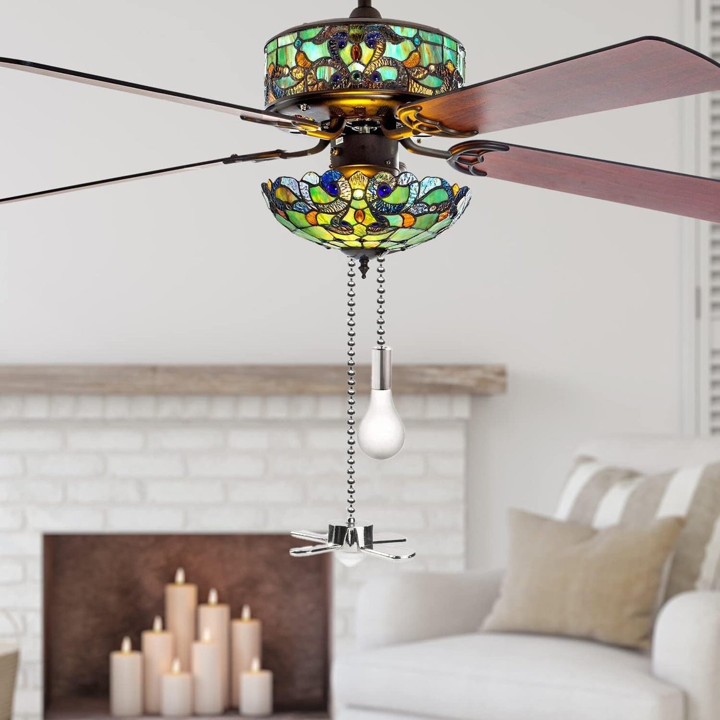 Vinaco Silver Ceiling Fan Pull Chain Set, Decorative Fan Pull Chain Extension With Pendant, 13.6 Inches Pull Chains For Fan And