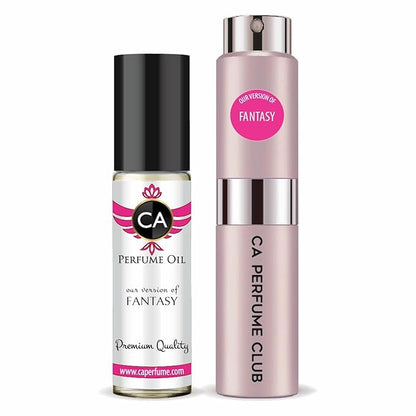 CA Perfume Duo Impression of Fantasy For Women Perfume Layering Set Long Lasting Travel Size EDP + Body Oil Roll-On Bottle 0.27 Fl Oz+0.33 Fl Oz