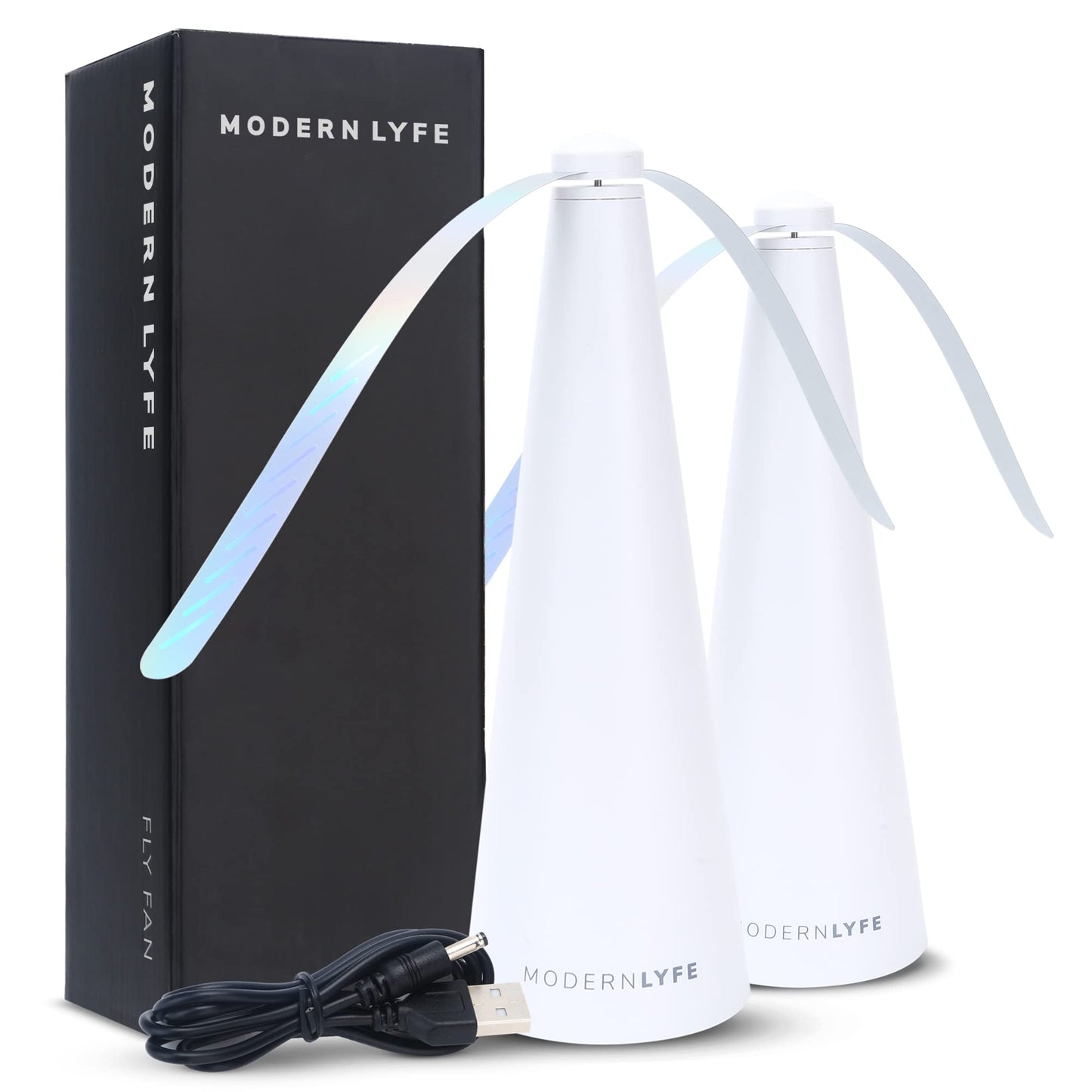 Fly Fans For Tables By Modern Lyfe - Aa Battery & Usb Powered - Fly Swatter Outdoor Camping Accessory Or For Food At Parties, Re