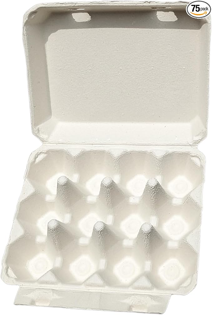 Vintage Egg Cartons for 12 Large Eggs – Classic 3x4 Layout – Durable Recycled Cardboard – Farmhouse Style – Eco-Friendly Packaging - White 75 Pack
