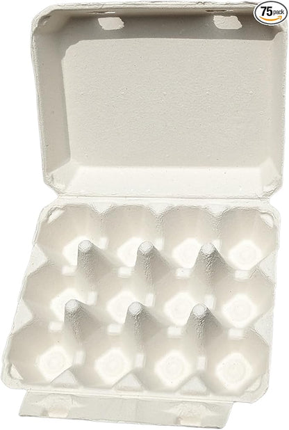 Vintage Egg Cartons for 12 Large Eggs – Classic 3x4 Layout – Durable Recycled Cardboard – Farmhouse Style – Eco-Friendly Packaging - White 75 Pack