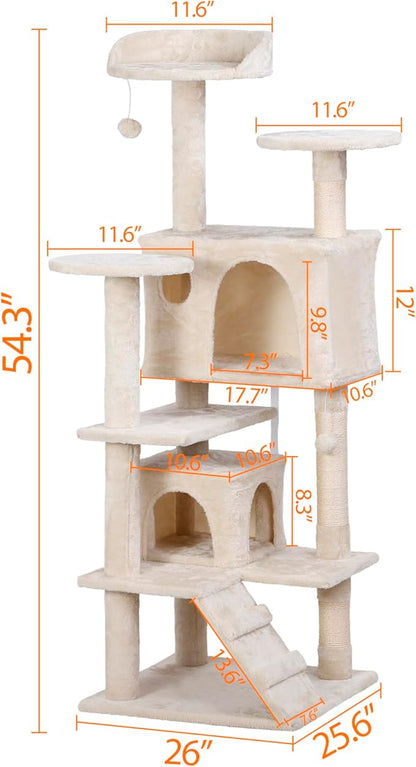 Nova Microdermabrasion 54 in Cat Tree Tower for Indoor Cats Multi-Level Cat Condo Cat Bed Furniture with Scratching Post Kittens Activity Center
