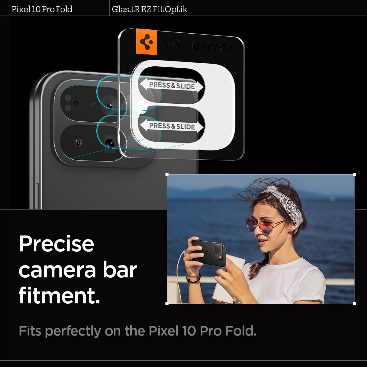 Spigen Camera Lens Screen Protector [Glas.Tr Ez Fit Optik] Designed For Pixel 10 Pro Fold [Case Friendly] - 2 Pack