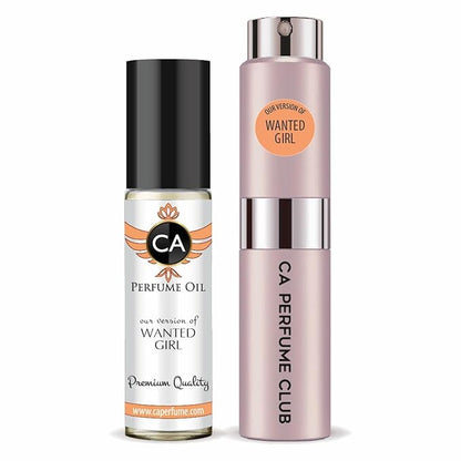 CA Perfume Duo Impression of Wanted Girl For Women Perfume Layering Set Long Lasting Travel Size EDP + Body Oil Roll-On Bottle 0.27 Fl Oz+0.33 Fl Oz
