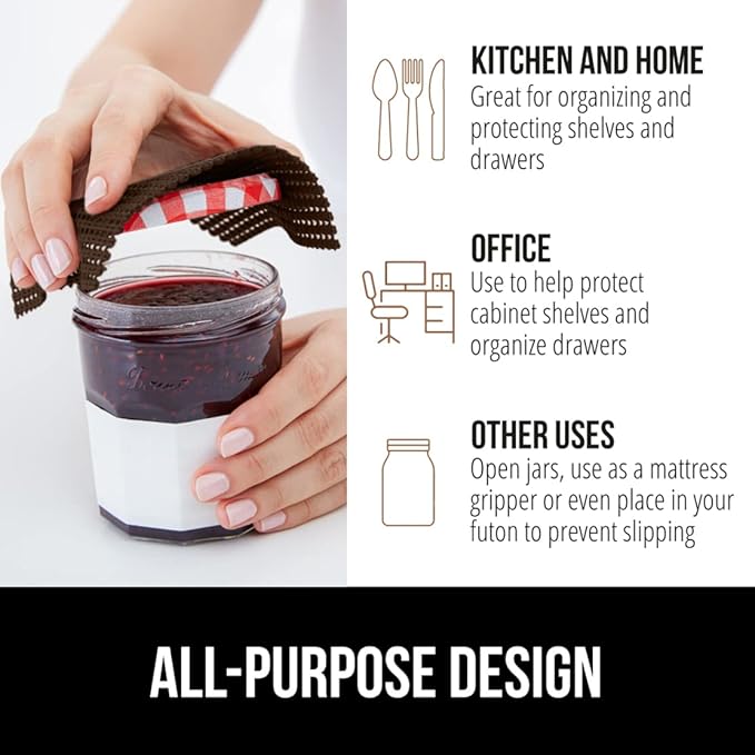 GORILLA GRIP powerGRIP Drawer Shelf and Cabinet Liner, Thick Strong Hold, Non-Adhesive Liners Protect Kitchen Cabinets and Cupboard, Bathroom Drawers, Easy Install, Breathable Mat, 12" x30', Chocolate