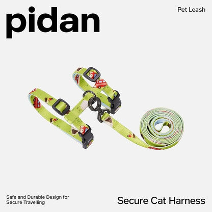 pidan Cat Harness and Leash Set, Cats Escape Proof - Adjustable Kitten Harness for Large Small Cats, Lightweight Soft Walking Travel Petsafe Harness / Green /lime