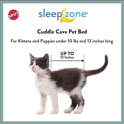 SPOT Sleep Zone Cuddle Cave, Cat Cave Bed for Indoor Cats and Mini Dogs, Durable and Washable, Comfortable for Kittens and Puppies Under 10lbs and 12in Long, Tan Color