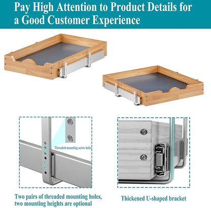 OCG 1 Tier Pull Out Cabinet Organizer (17" W x 21" D), Heavy-Duty Slide out Wood Drawer Shelf, Pull Out Drawer for Cabinets, Base Cabinet Organization for Kitchen, Pantry, Bathroom