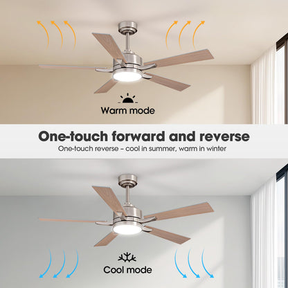 Ludomide Ceiling Fan With Light, 52 Modern Low Profile Ceiling Fan With Light, Dc Reversible Motor, Smart App & Remote Control,