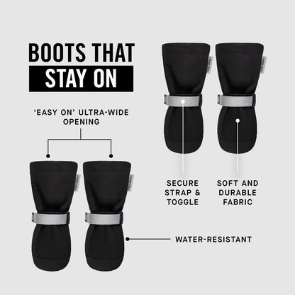 Canada Pooch Dog Winter Boots - Paw Protection, Anti-Slip Dog Shoes with Reflective Strap, Easy On for Small Medium Large Dog Booties - Black, Size 6