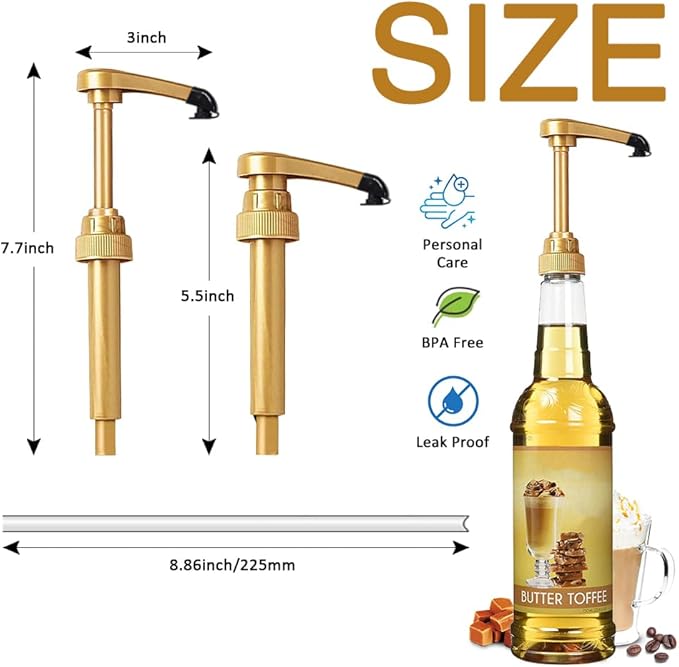 24 pcs Syrup Pumps with Cap to Avoid Dripping, Leak Proof Coffee Syrup Dispenser, Fits 25.4 Oz/750ml Coffee Flavoring Syrup Bottles, Great for Home & Coffee Bar Drinking Mixes, Cocktails, Beverage