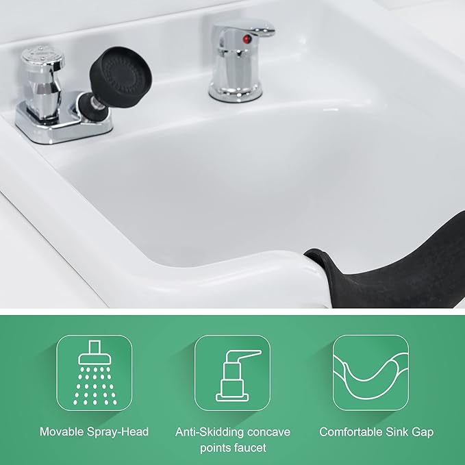 BarberPub Wall Mount Cabinet Barber Station with Mirror and Shampoo backwash Bowl Barbershop Salon Equipment 3140 (White)