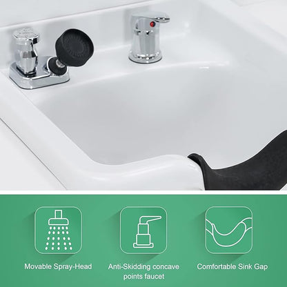 BarberPub Wall Mount Cabinet Barber Station with Mirror and Shampoo backwash Bowl Barbershop Salon Equipment 3140 (White)