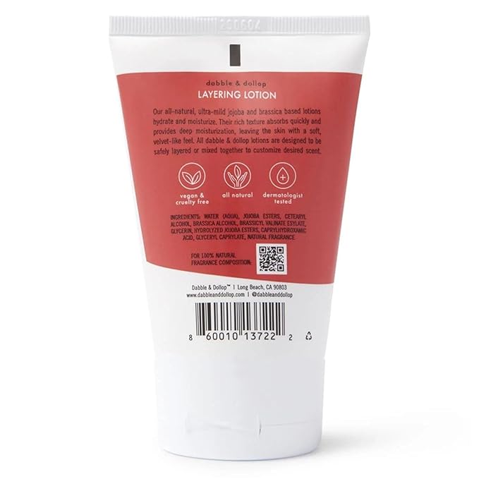 Dabble & Dollop Strawberry Lotion, Layering Lotion, Hydrating Scented Lotions for Kids, All-Natural, Dermatologist Tested, Vegan & Cruelty-Free (3.4oz, Pack of 2)