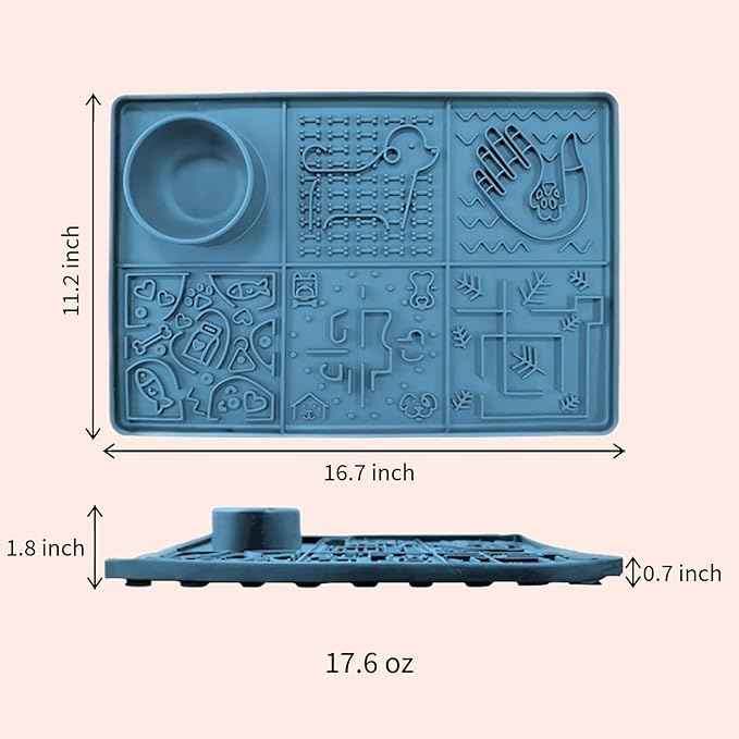 Tails & Tales Large Lick Mat for Dogs & Cats (11.2×16.7 in) with Strong Suction Cups, Slow Feeder Licking Pad for Anxiety Relief, Boredom & Bathing, Dog Enrichment Toy for Peanut Butter Yogurt (Blue)