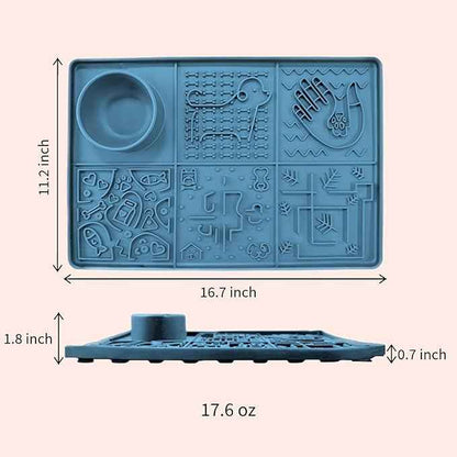Tails & Tales Large Lick Mat for Dogs & Cats (11.2×16.7 in) with Strong Suction Cups, Slow Feeder Licking Pad for Anxiety Relief, Boredom & Bathing, Dog Enrichment Toy for Peanut Butter Yogurt (Blue)