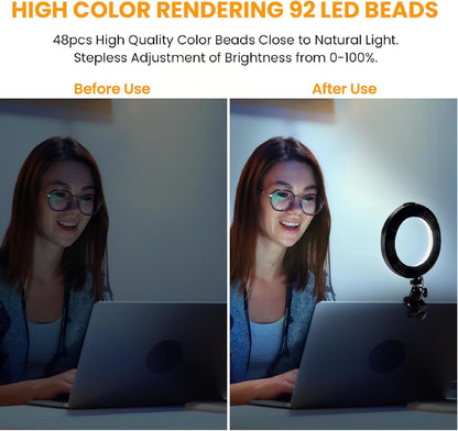 Video Conference Lighting Kit, Ring Light Clip on Laptop Monitor, 6" Dimmable LED Circle Selfie Light for Zoom Meeting/Remote Working/Zoom Calls/Live Streaming/Video Recording