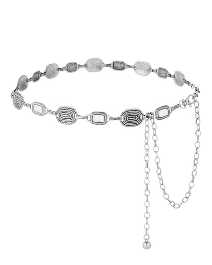AWAYTR Western Chain Belts for Women - Silver Cowgirl Concho Belts for Jeans Dresses Country Concert Outfit Accessories