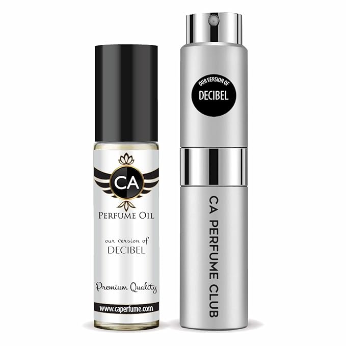 CA Perfume Duo Impression of Decibel For Men Perfume Layering Set Mens Cologne Long Lasting Travel Size EDP + Body Oil Roll-On Bottle 0.27 Fl Oz+0.33 Fl Oz