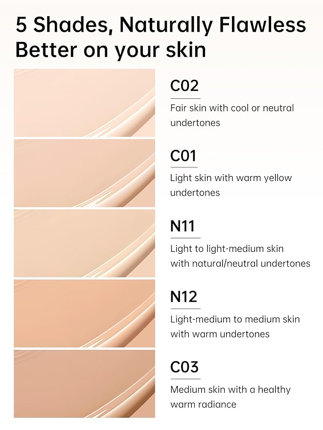 Catkin Phoenix Cushion Foundation Buildable Coverage Anti-Aging Serum Makeup, Sheer Satin Finish, Refill Included, Light Beige 0.46 Oz x 2, C03 VANILLA