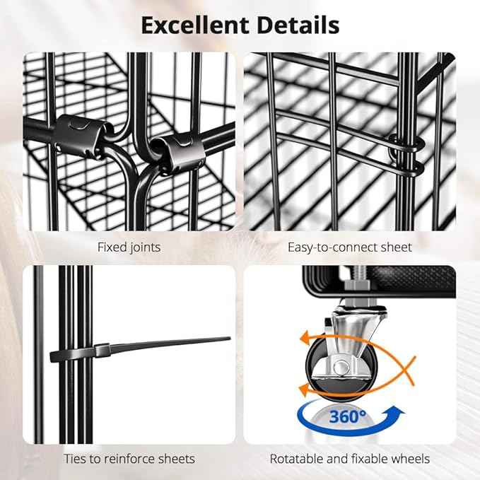 PawGiant 4-Tier Large Cat Cage Playpen, 51-inch Indoor/Outdoor Enclosure with 2 Doors, Hammock, Suitable for Cats, Kittens, and Small Animals