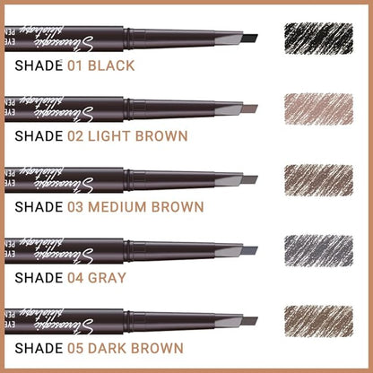 12 Pcs Ultimate Eyebrow Retractable Definer Pencils,Dual-Sided Natural Soft Textured Eyebrow Pencil, for Daily Look Eyebrow Makeup,Brow Brush,Fine Tip (12Pcs-Black-Retractable Triangle)