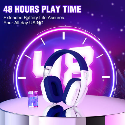 Wolflaws Wireless Gaming Headset For Ps5, Ps4, Pc, Mac, Switch, Bluetooth Over-Ear Headphones With Detachable And Built-In Mics,