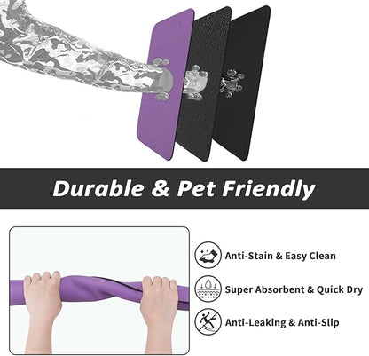 Dog Food Mat - Absorbent Cat Mat for Food and Water, No Stains Pet Feeding Bowl Mat, Easy to Clean Pet Placemats, Quick Dry Dog Water Dispenser Mat for Messy Drinkers | Purple 18"x 28"