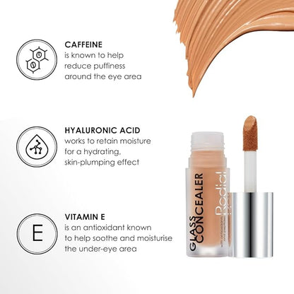 Rodial Glass Concealer Shade 3 - Luminous, Full-Coverage Cream with Peptides and Antioxidants for Flawless Skin, 0.1 fl. oz.