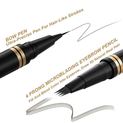 Eyebrow Pen,2-in-1 Waterproof Eyebrow Pencil with 4 Tip Microblading Brow Pen and Ultra-Precise Brow Pencil,with Dual-ended Eyebrow Brush,Eyebrow Makeup for Natural Looking - Medium Brown