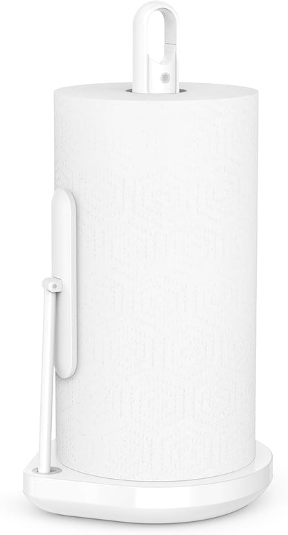 simplehuman Standing Paper Towel Holder with Spray Pump, White Stainless Steel