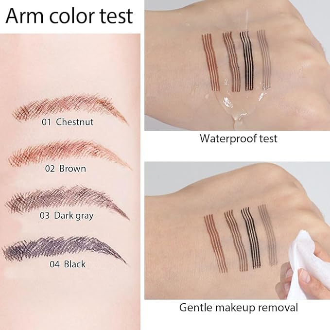 Eyebrow Ink Pencil by Brow Stylist -Micro 4 Point Brow Pen Lift & Snatch Eyebrow Pen Kits with 3 Eyebrow Stencil Long-Lasting Waterproof Natural Eyebrow Hair (2Pcs 01# chestnut&04# black)
