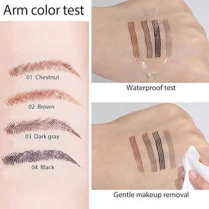 Eyebrow Ink Pencil by Brow Stylist -Micro 4 Point Brow Pen Lift & Snatch Eyebrow Pen Kits with 3 Eyebrow Stencil Long-Lasting Waterproof Natural Eyebrow Hair (2Pcs 01# chestnut&04# black)