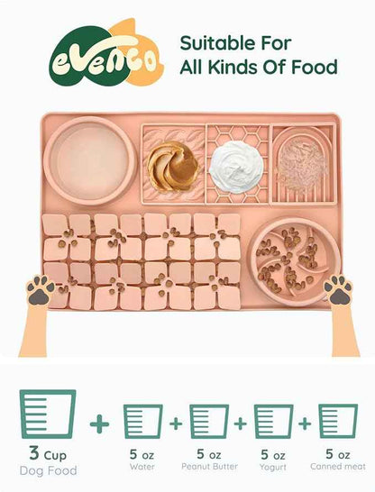 Slow Feeder Bowl, Silicone Lick Mat with Suction Cups for Dog Cat, Snuffle Mat for Pet Smell Training, Puzzle Toys for Bored Puppy,Interactive Sniff Mat for Slow Eating & Keep Busy,Creamy Peach