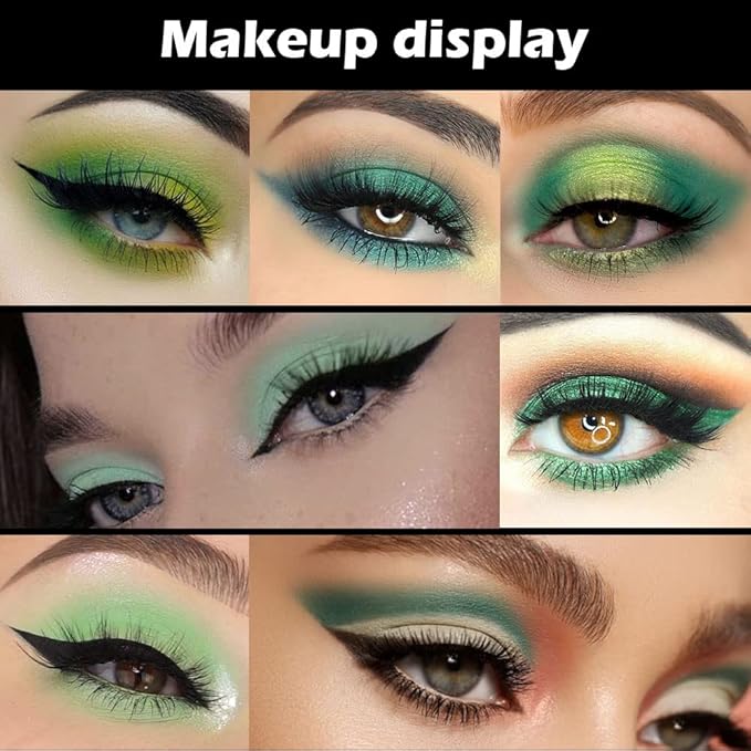 evpct 16 Colors Green Glitter Eye shadow Palette Makeup Waterproof Dark Light Green Yellow orange Brown Shimmer Highly Pigmented Pressed Sparkly Shiny Eyeshadow Palette paletas de sombras para de ojos