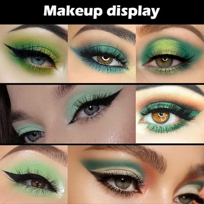 evpct 16 Colors Green Glitter Eye shadow Palette Makeup Waterproof Dark Light Green Yellow orange Brown Shimmer Highly Pigmented Pressed Sparkly Shiny Eyeshadow Palette paletas de sombras para de ojos