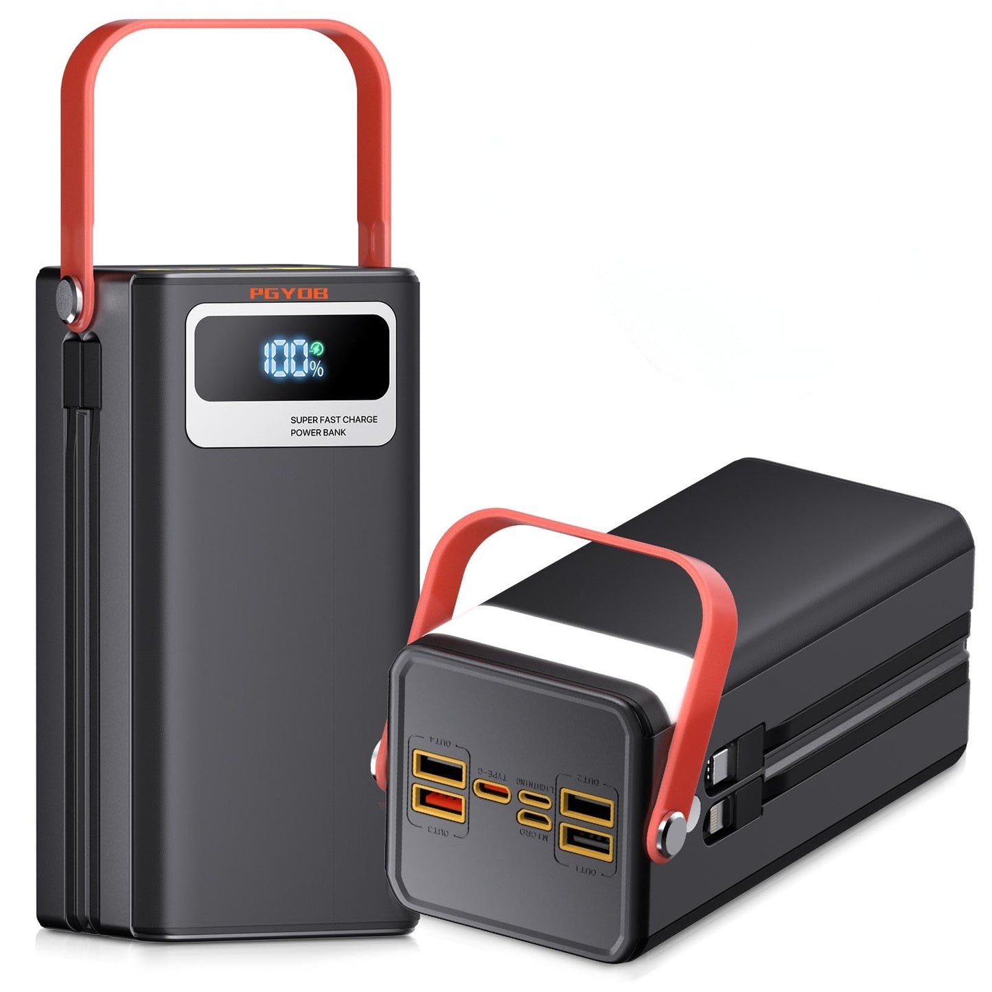 Portable Power Station, 27,000Mah Outdoor Generator With Built In Cable, Portable Power Bank Backup Battery For Phone Charge, Tr