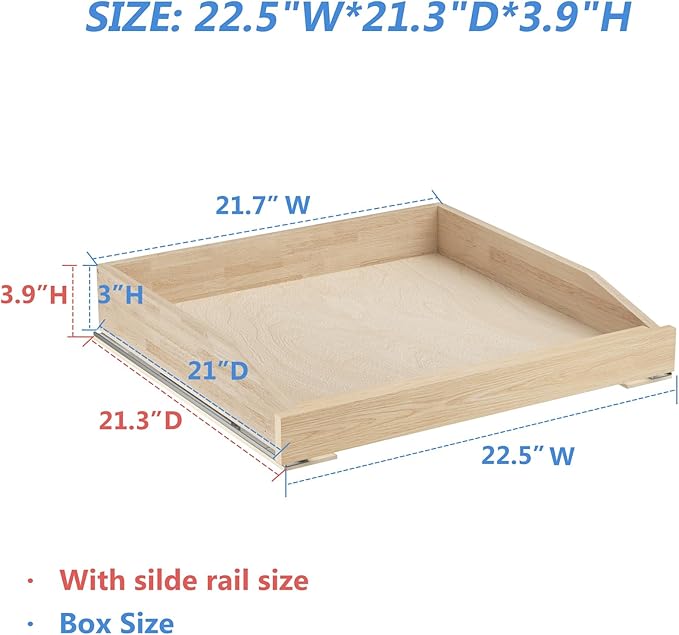LOVMOR Pull Out Cabinet Organizer 22½”W x 21”D, Soft Close Slide Out Drawer Storage Shelves for Kitchen, Wood Cabinet Shelf Pull-Out Organizer Storage for Base Cabinet