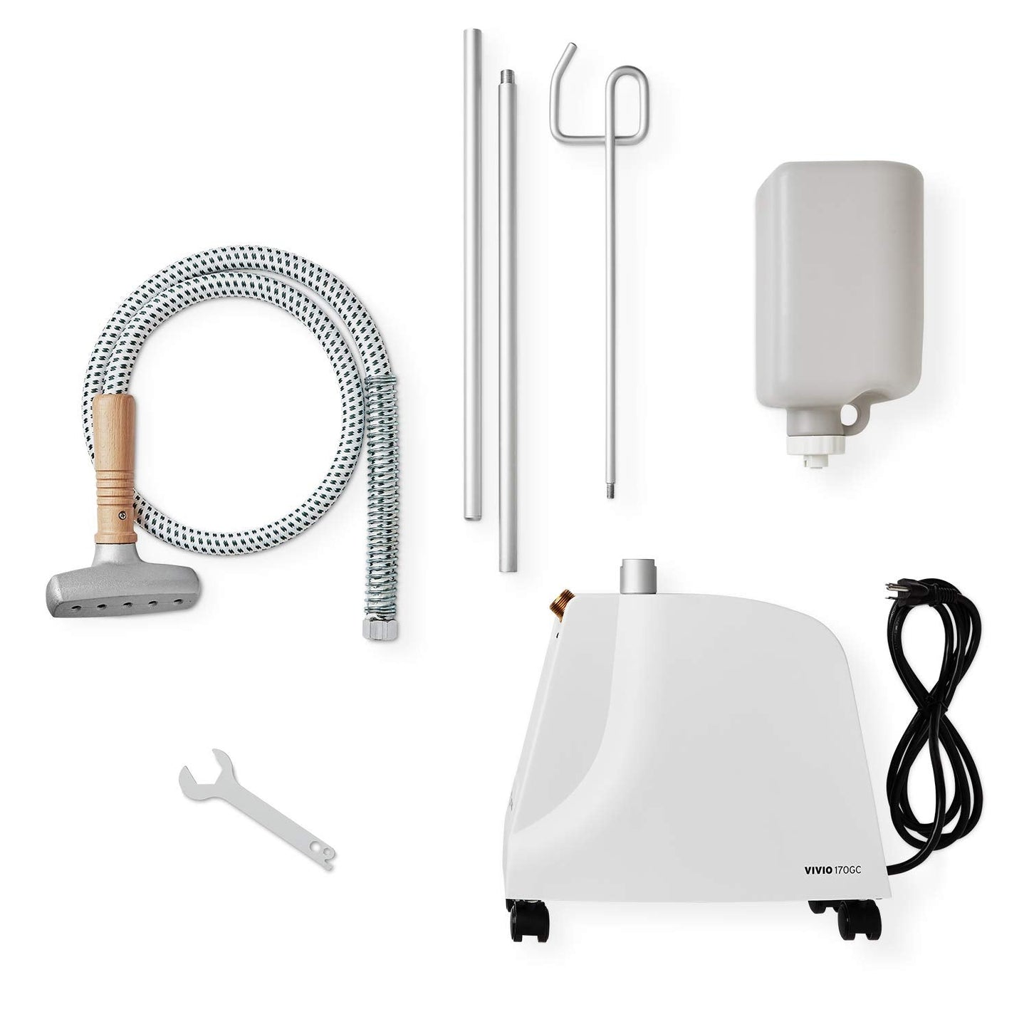 Reliable VIVIO 170GC Garment Steamer - 1300W Professional Steamer for Clothes with Fabric Brush, Standing Garment Steamer with Fabric Covered Steam Hose, 2 Hours Continuous Steam 2 Minute Heat-Up Time