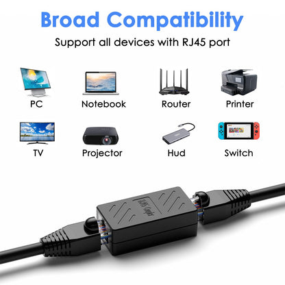 Dingsun Rj45 Coupler, Ethernet Extender For Cat7/Cat6/Cat5E/Cat5 Female To Female Ethernet Coupler Connector (10, Black)