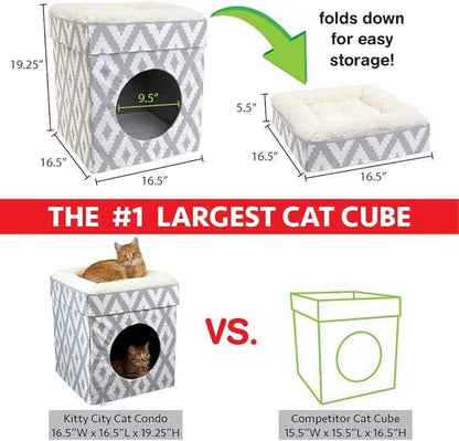 Kitty City Indoor Cat Cube Furniture, White Cube