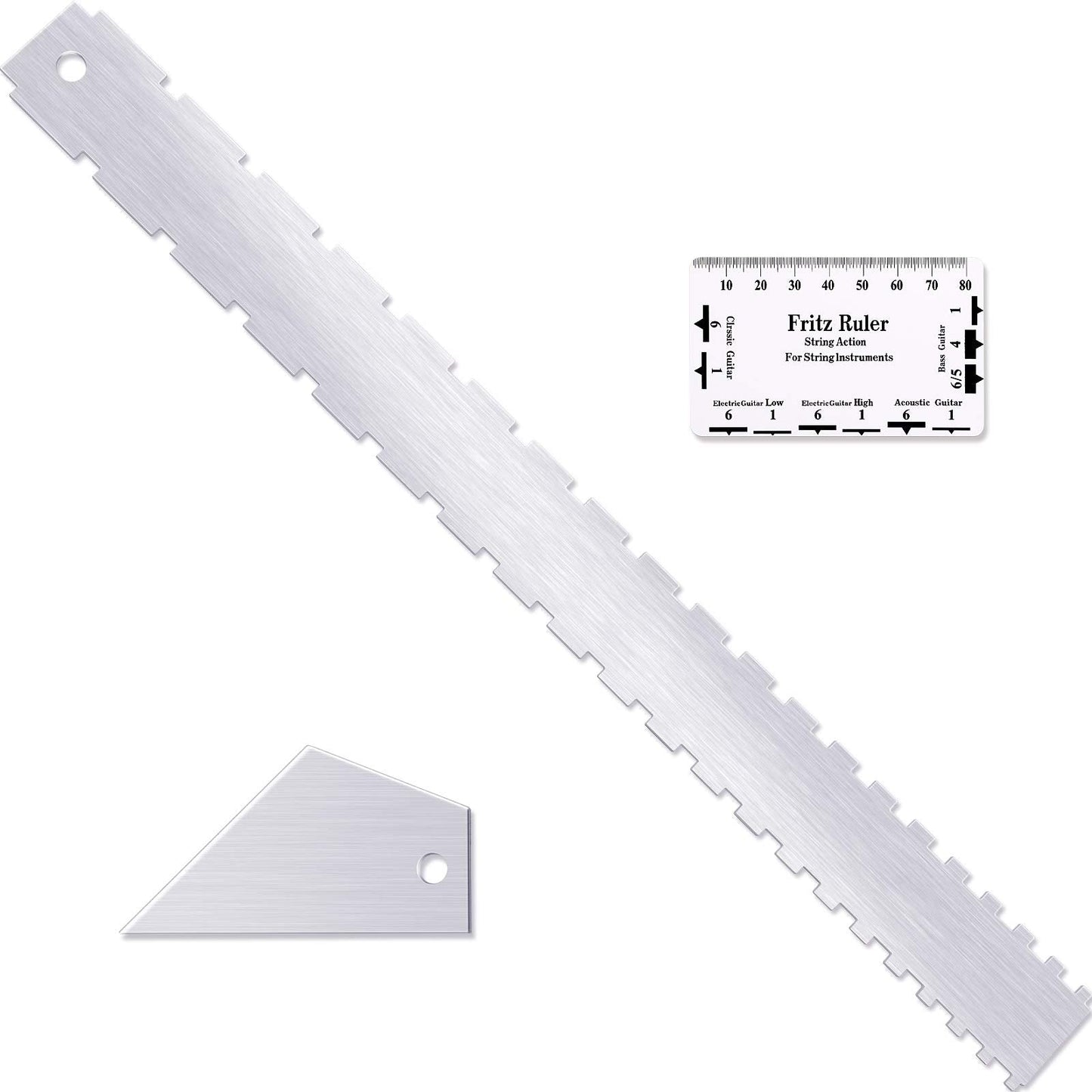 Set Of 3, Notched Straight Edge Guitar Luthiers Tool, String Action Ruler Gauge, Fret Rocker String Height Gauge For Most Guitar