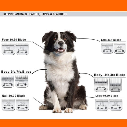 3pcs 7FC Blades Dog Grooming Replacement Blades Compatible with Andis Dog Clipper,Ceramic Blade & Stainless Steel Blade