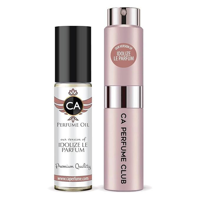 CA Perfume Duo Impression of Idolize Le Parfum For Women Perfume Layering Set Long Lasting Travel Size EDP + Body Oil Roll-On Bottle 0.27 Fl Oz+0.33 Fl Oz