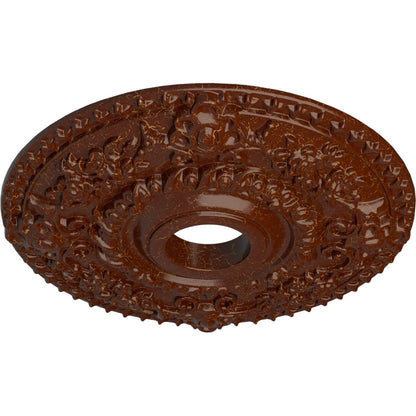 Ekena Millwork Cm18Robmc Rose Ceiling Medallion, Burnished Mahogany Crackle