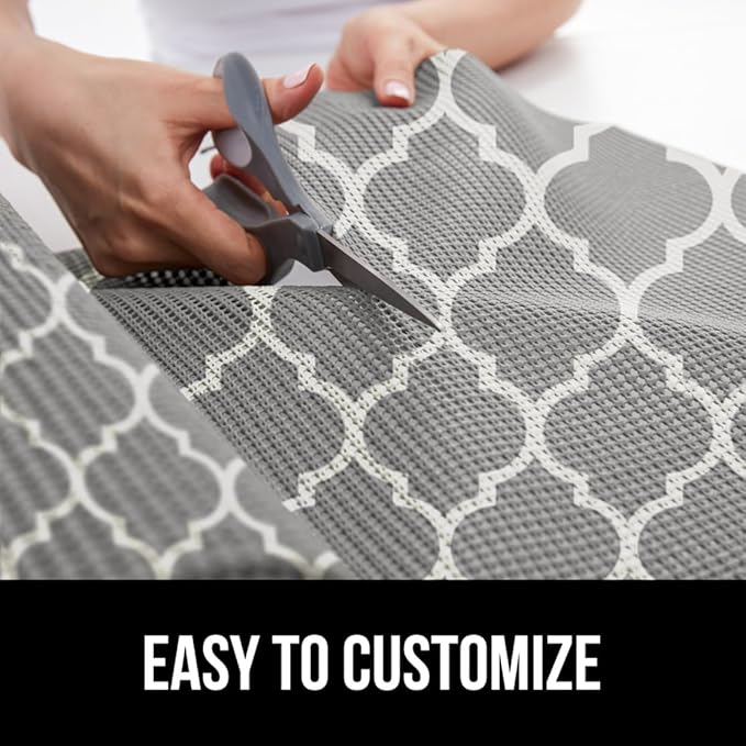 GORILLA GRIP powerGRIP Drawer Shelf and Cabinet Liner, Thick Strong Hold, Non-Adhesive Liners Protect Kitchen Cabinets and Cupboard, Bathroom Drawers, Easy Install, Breathable Mat, 17.5" x30', Gray