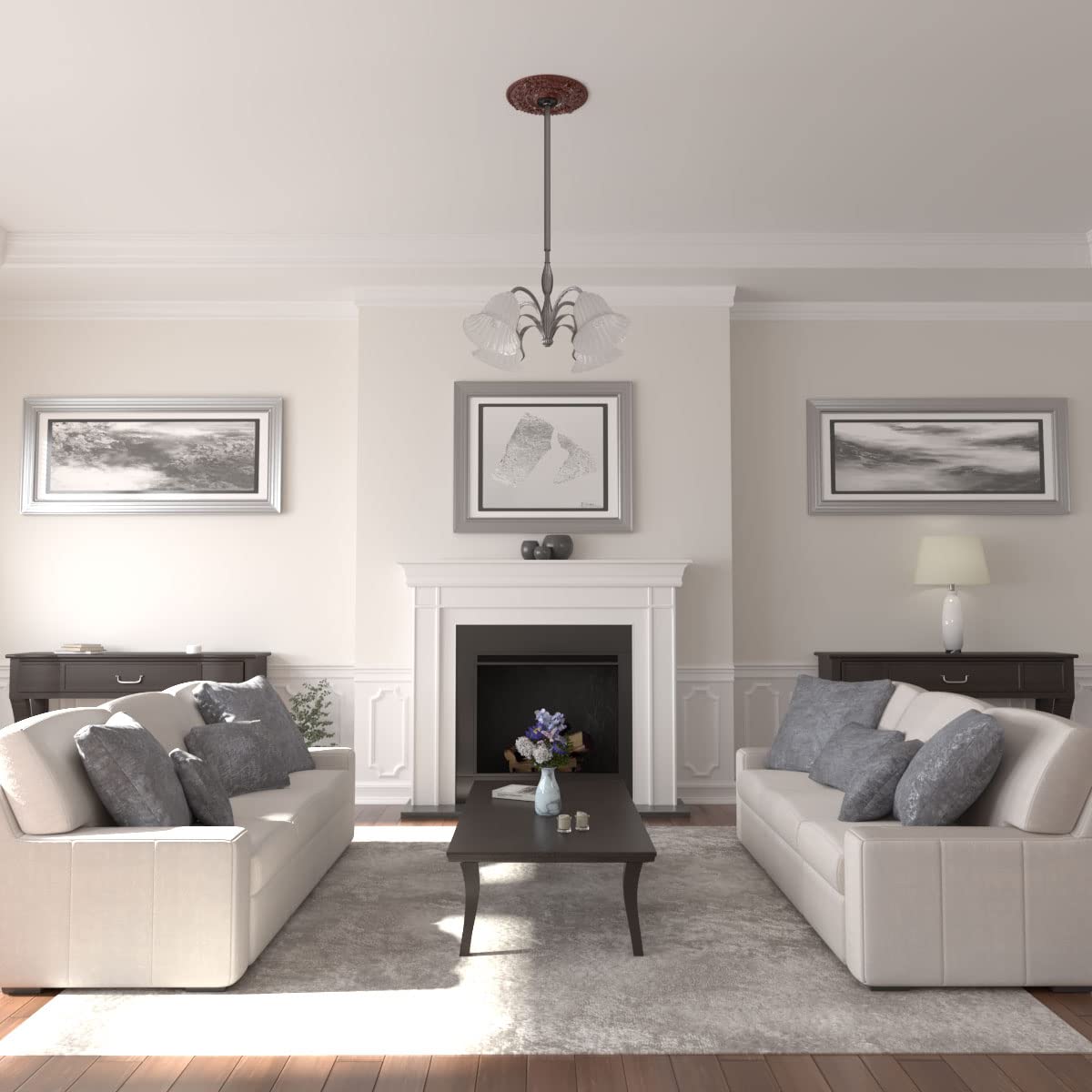 Ekena Millwork Cm18Robmf Rose Ceiling Medallion, Brushed Mahogany